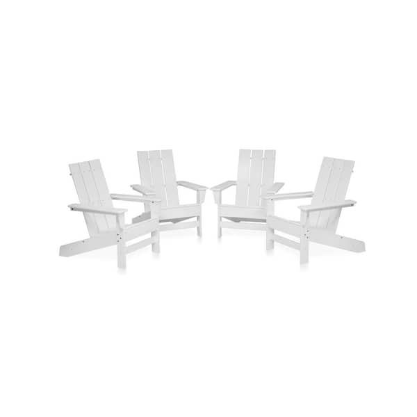 DUROGREEN Aria White Recycled Plastic Modern Adirondack Chair (4-Pack)