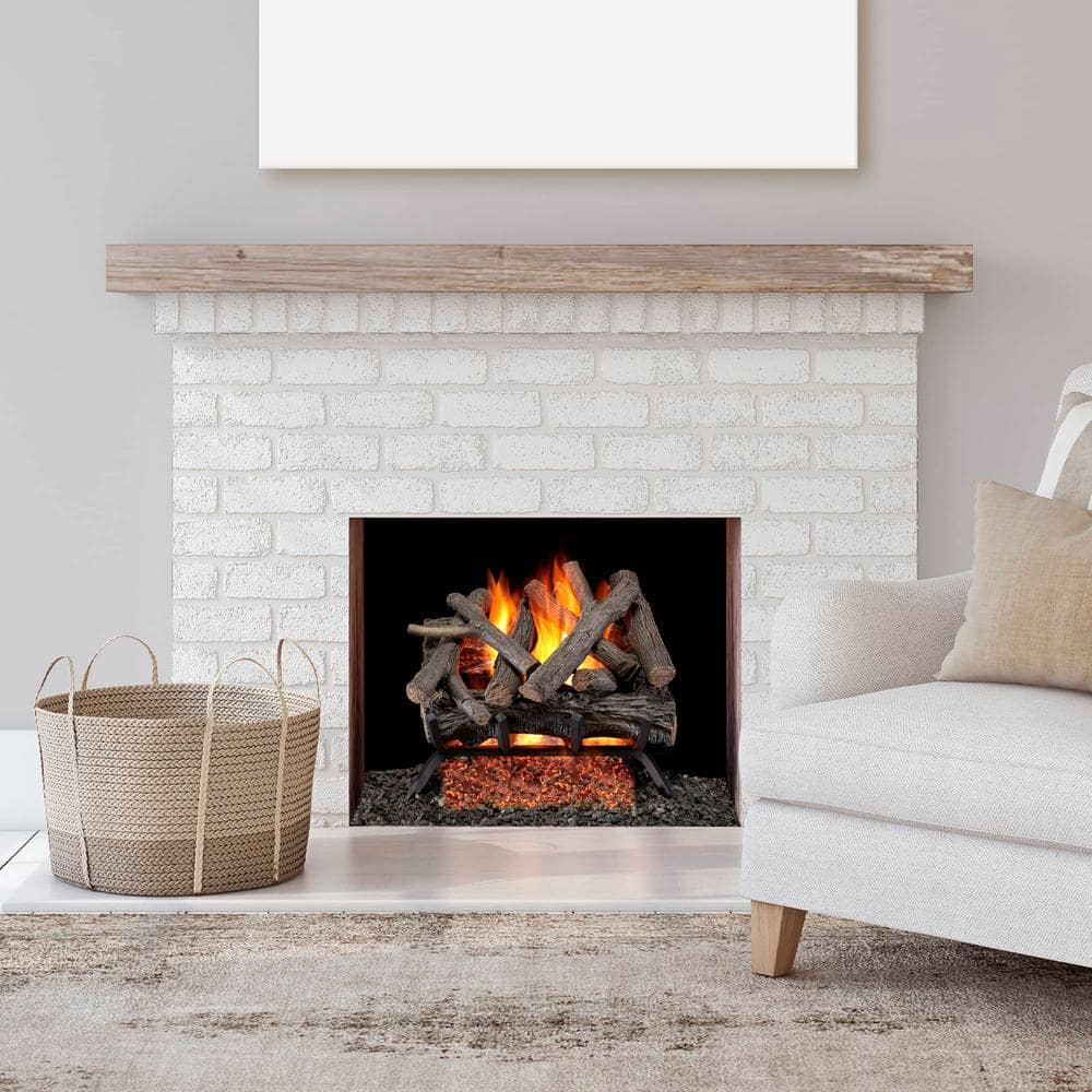 Rustic Oak 18-Inch Vented Natural Gas Fireplace Log Set