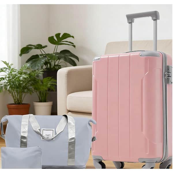 Tatahance 20 in. Pink Lady ABS Lightweight Spinner Carry On
