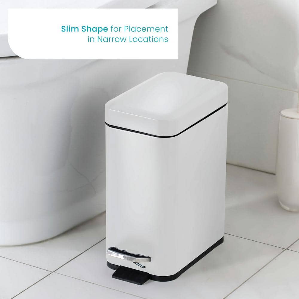 Matte White 1.3 Gallon Stainless Steel Pedal Trash Can