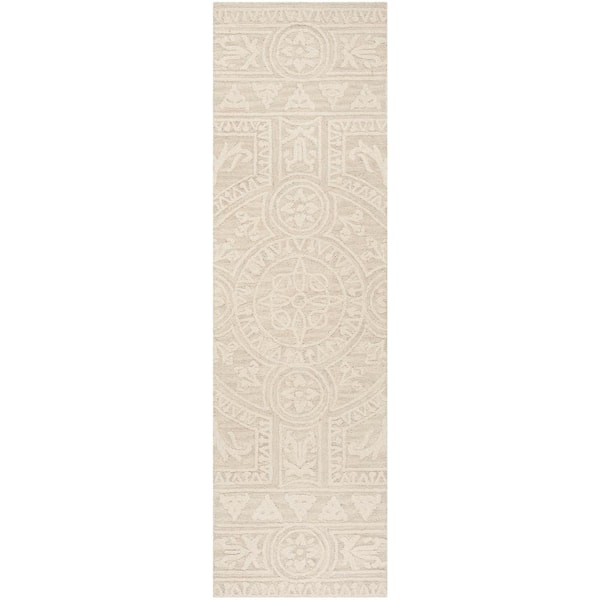 Blossom 2 ft. x 10 ft. Light Gray/Ivory High-Low Medallion Runner Rug