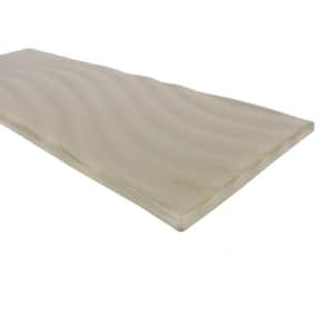 Coastal Style Textured Subway 3 in. x 3 in. Glossy Beige Glass Tile Sample
