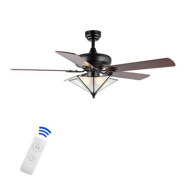 Moravia 52 in. 5-Light Black Farmhouse Rustic Iron Star Shade LED Ceiling Fan with Remote