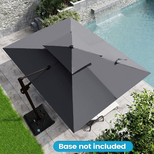 Crestlive Products 11 ft. x 9 ft. Outdoor Hanging Double Top Rectangular Patio Umbrella in Dark Gray
