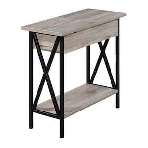 Tucson 11.25 in. Sandstone 24 in. Rectangle Particle Board End Table with Flip Top and Charging Station