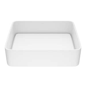 Jasmine Modern White Matte Stone 18 in. L x 15 in. W x 5 in. H Rectangular Vessel Bathroom Sink