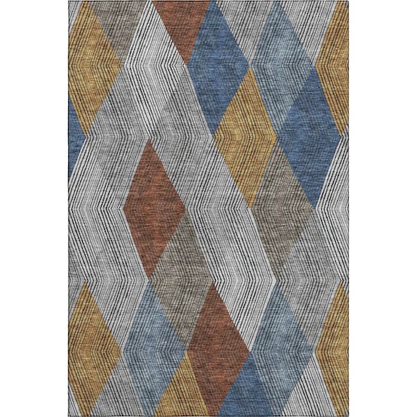 Mayfield Premium Machine Washable Abstract AMF962 Gray 5 ft. x 7 ft. 6 in. Area Rug