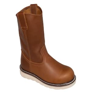 Men's 8 in. Side Zipper Wellington Work Boots - Composite Toe - Brown - Size 10.5(M)