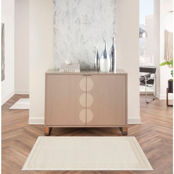 Essentials Ivory Gold 2 ft. x 4 ft. Solid Contemporary Area Rug