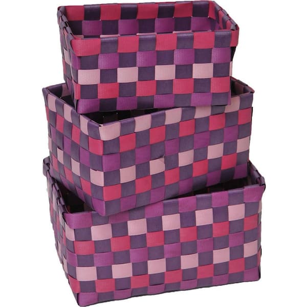 4.2 in. H x 5.3 in. W x 7.8 in. D Purple Plastic Cube Storage Bin