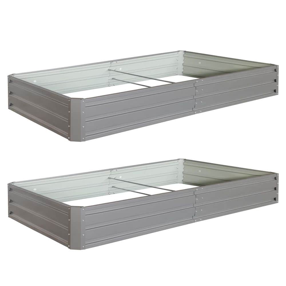 8 x 4 x 1 ft. Gray Rust-Proof Metal Rectangular Outdoor Garden Bed Planter 