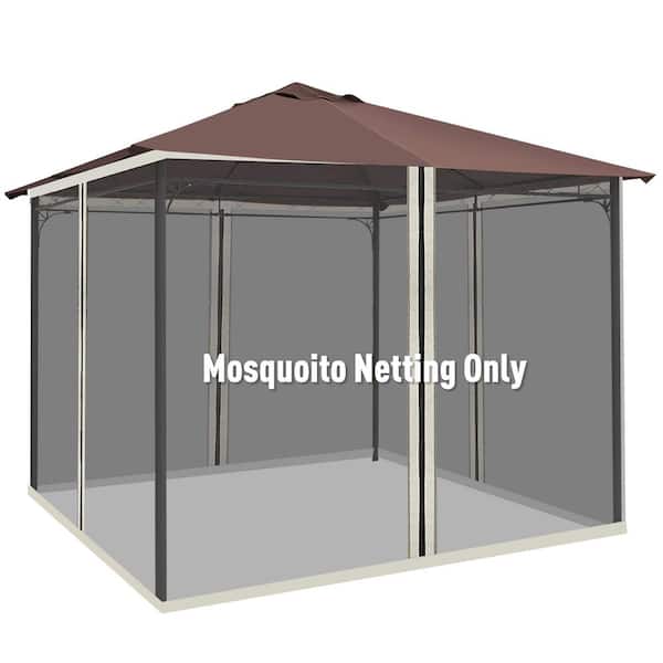 Replacement Mesh Mosquito Netting Screen Walls for 10 ft. x 12 ft. Patio Gazebo, 4-Panel Sidewalls with Zippers, Beige