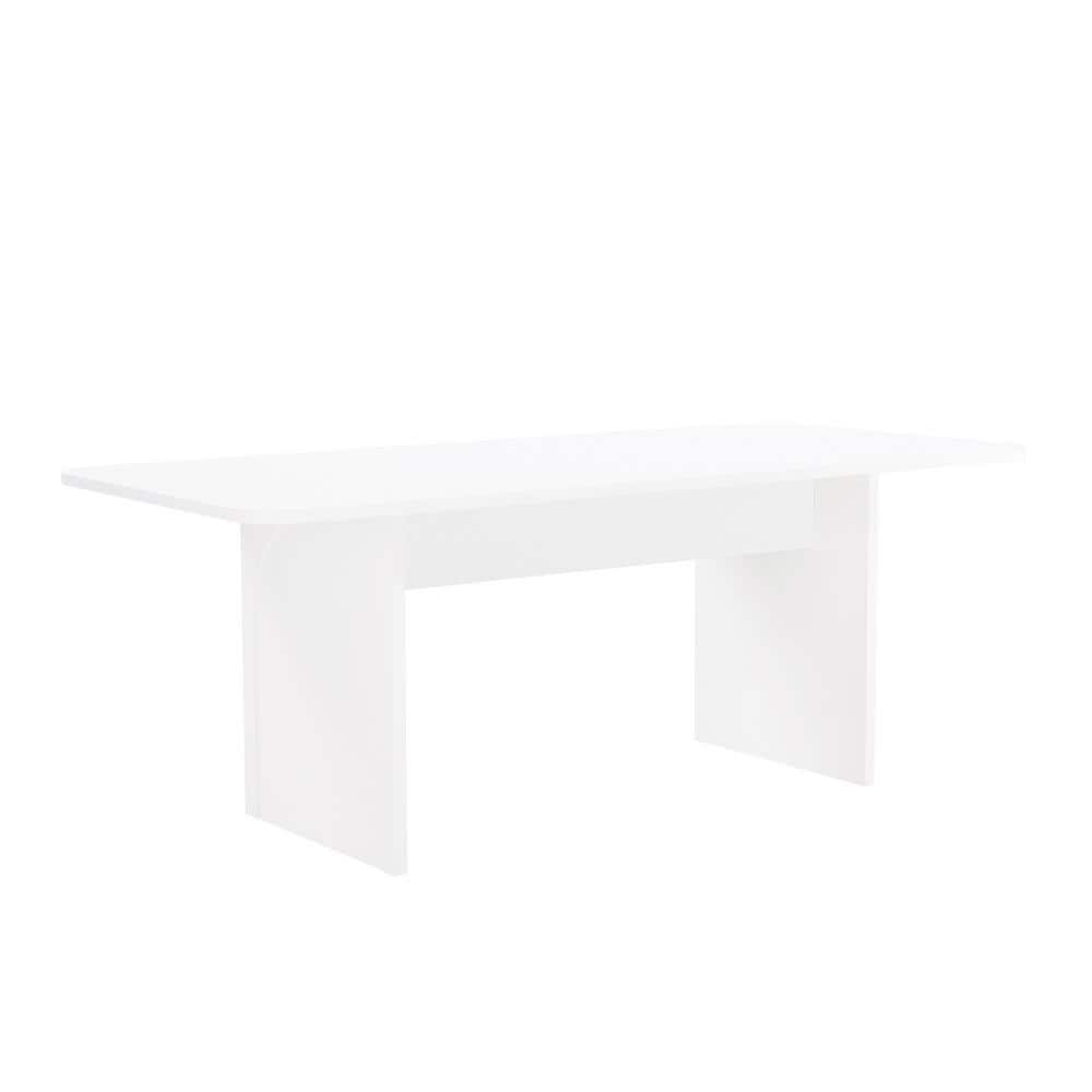 Ella 78.7" Pure White Composite Rectangular Dining Table