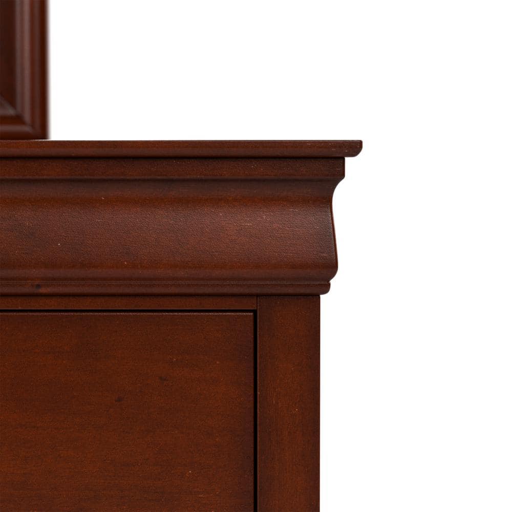 Cherry Wood 6-Drawer Dresser with Mirror and Antique Handles