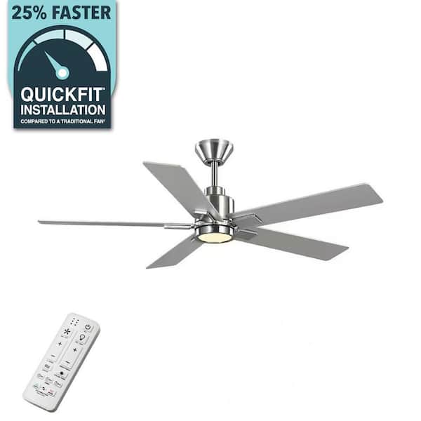 Zandra 52 in. White Changing Integrated LED Indoor Brushed Nickel Ceiling Fan w/Light Kit and Remote Powered by Hubspace