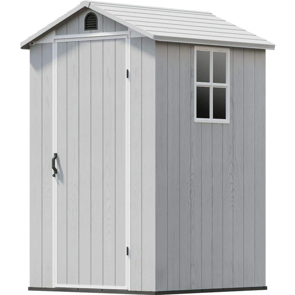 Patiowell 4 ft. W x 4 ft. D Plastic Outdoor Storage Shed with Floor ...