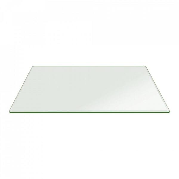 Photo 1 of 24 in. x 42 in. Clear Rectangle Glass Table Top, 1/2 in. Thick, Beveled Edge Polished Tempered Radius Corners