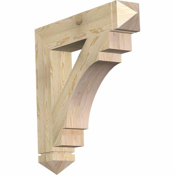 Ekena Millwork 6 in. x 34 in. x 34 in. Douglas Fir Merced Arts and Crafts Rough Sawn Bracket