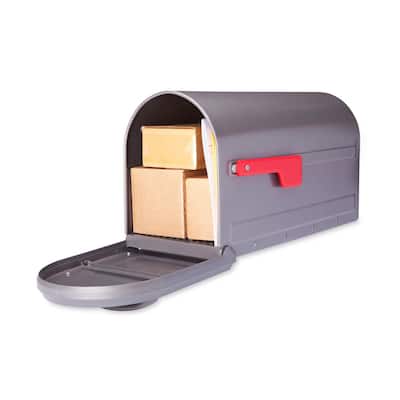 Mapleton Post Mount Mailbox Graphite with Red Flag