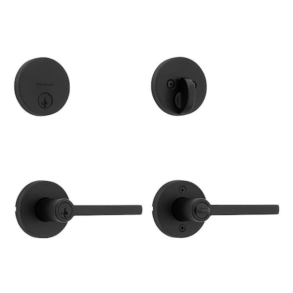 Kwikset Halifax Matte Black Keyed Entry Round Door Handle Combo