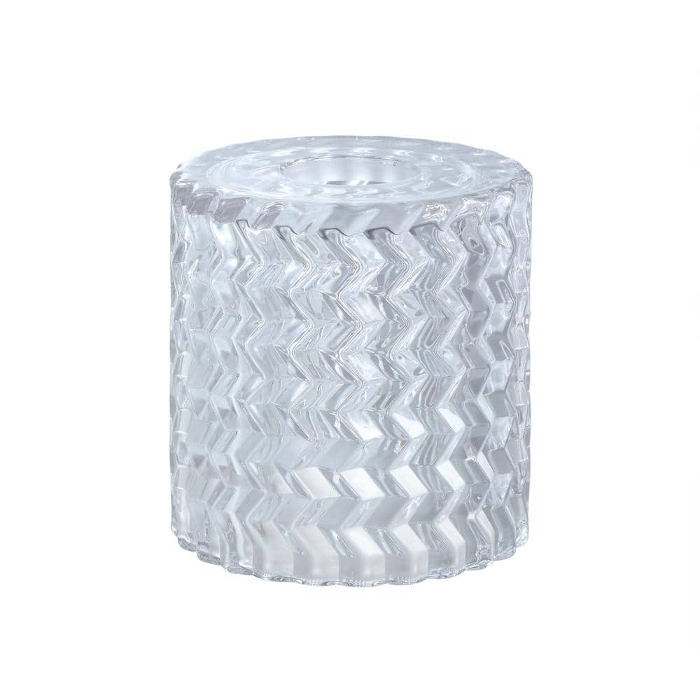 Clear Cylindrical Glass Pendant Shade with Diamond Pattern
