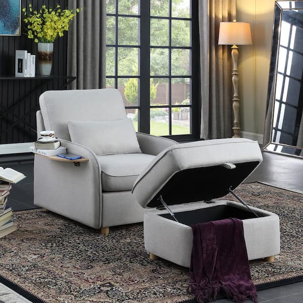 Accent Side Chair With Storage Ottoman
