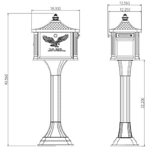 Pedestal Black, Large, Aluminum, Locking, All-in-One Mailbox and Post Combo