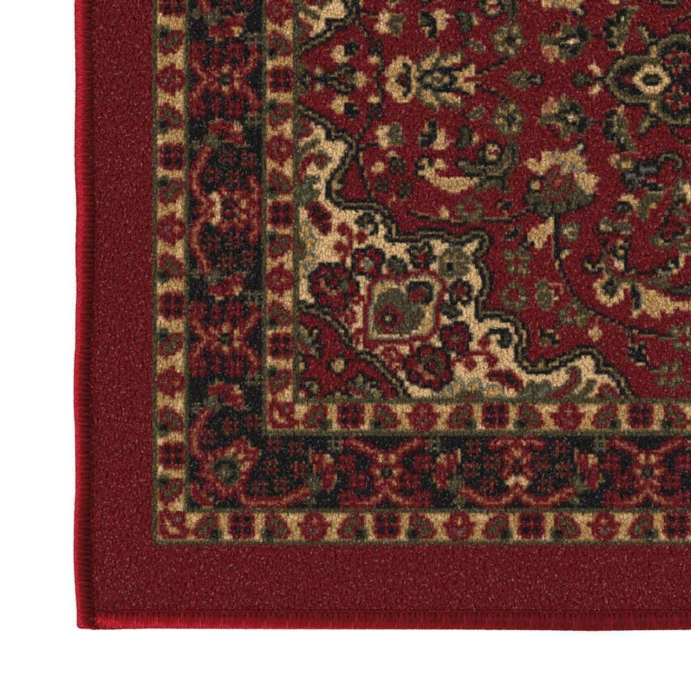 Red Oriental Design Washable Non-Slip Runner Rug