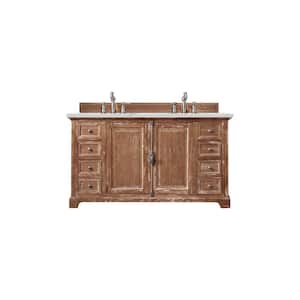 Providence 60.0 in. W x 23.5 in. D x 34.3 in. H Bathroom Vanity in Driftwood with Ethereal Noctis Quartz Top