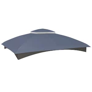 10 ft. x 12 ft. Dark Blue Gazebo Canopy Replacement, 2-Tier Outdoor Gazebo Cover Top Roof with Drainage Holes (Top Only)