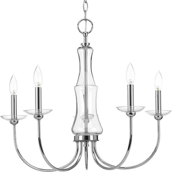 Progress Lighting Litchfield Collection 5 Light Polished Chrome Chandelier P400103 015 Progress Lighting Litchfield Collection, Five Light Polished Chrome Chandelier