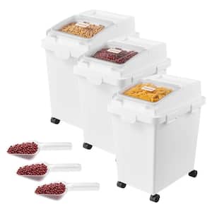 Rice Storage Container, 3 Pack 33 lbs. / 5.28 Gal. Dog Food Dispenser, 20L x 3 Grain Cereal Flour Ingredient Bin