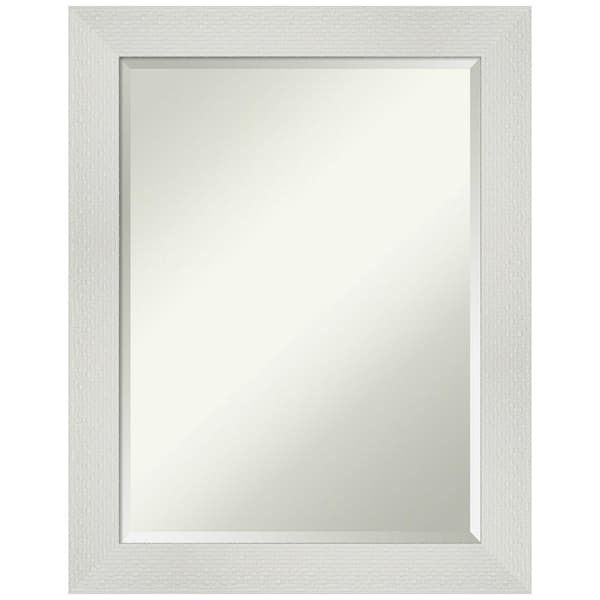 Amanti Art Medium Rectangle Glossy White Beveled Glass Modern Mirror (28.25 in. H x 22.25 in. W)