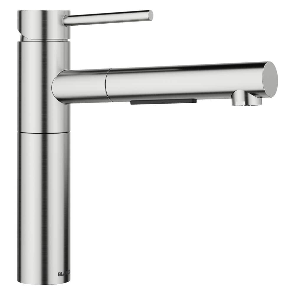 Alta II Single Handle Pull Out Sprayer Kitchen Faucet in PVD Steel