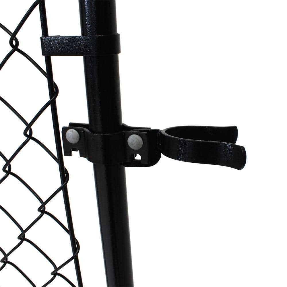 Black Adjustable Chain Link Walk-Thru Gate Kit with Steel Frame