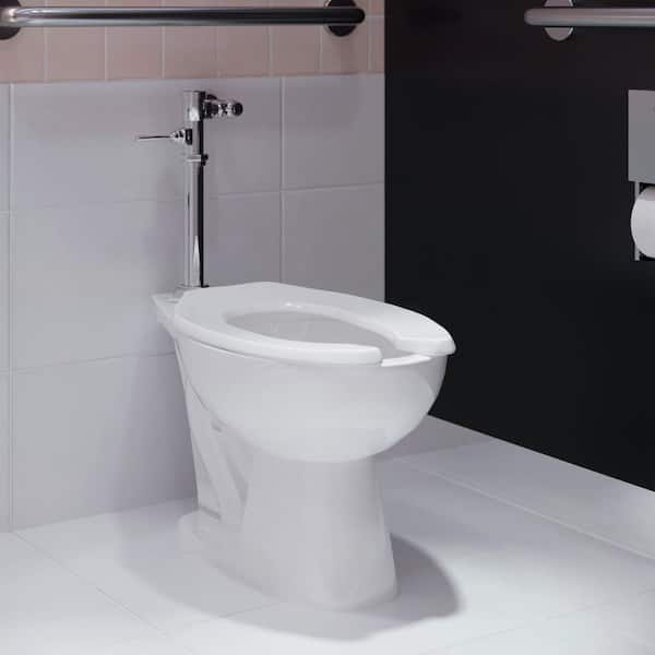 Swiss Madison Sirene Floor-Mounted Comfort Height Commercial Elongated Top Flush Spud Flushometer Toilet Bowl Only in Glossy White