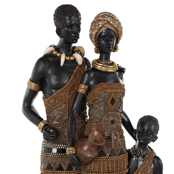Litton Lane 9 in. x 23 in. Black Resin Tall African Family