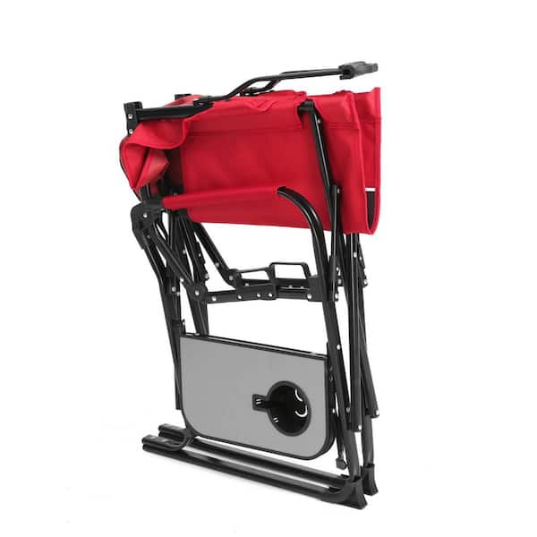 VAMOP Red Aluminum Folding Directors Chair with Side Table and