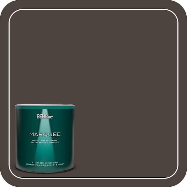 BEHR MARQUEE 1 qt. #PPU5-01 Espresso Beans One-Coat Hide Semi-Gloss Enamel Interior Paint & Primer