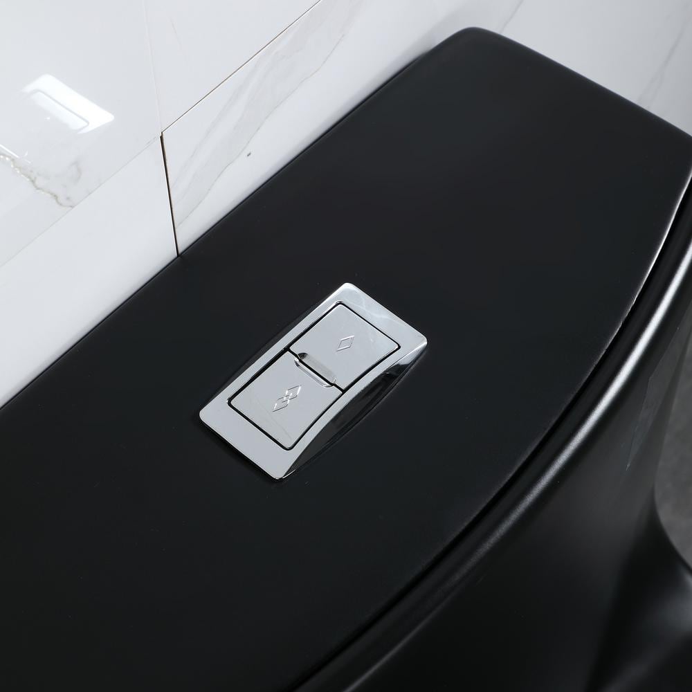 Matte Black Ceramic Dual Flush Elongated Toilet with Soft-Close Seat