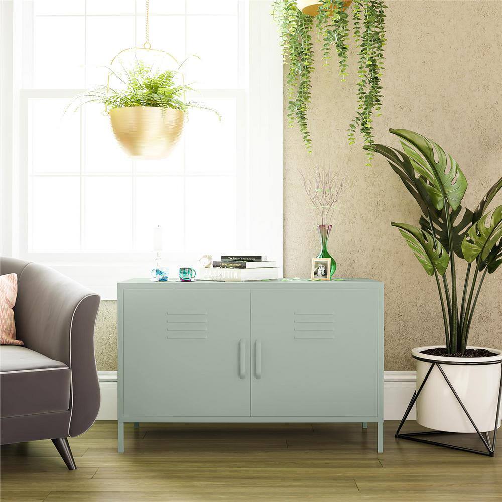 Pale Green Metal Lockable Office Storage Cabinet with 2 Shelves