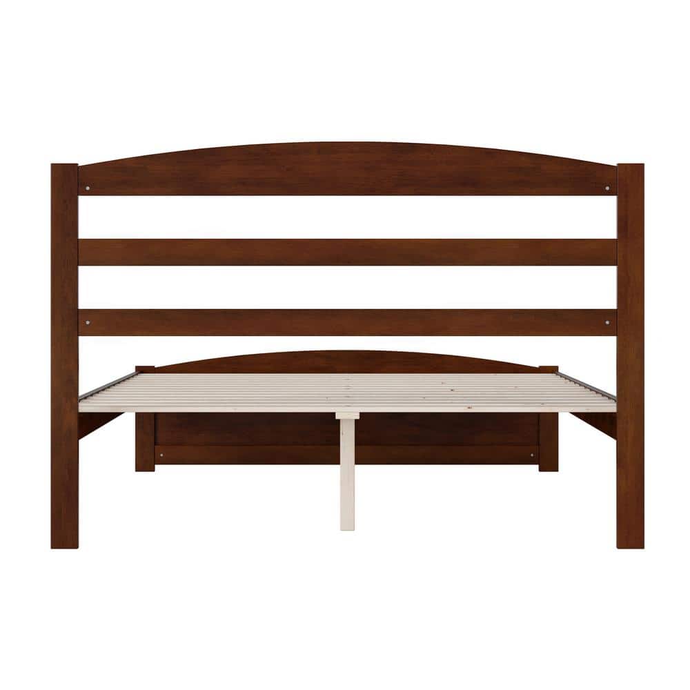 Warren Walnut Queen Platform Bed with Slatted Headboard
