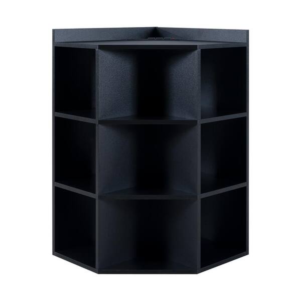 MAYKOOSH Corner Cube Storage for Small Space with USB Ports and Outlets in Black 66989MK