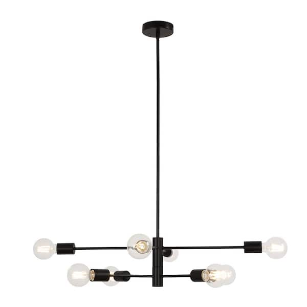 Uixe 8-Light Black Modern Sputnik Chandelier without Shade