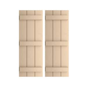 16.5 in. x 72 in. Timberthane Polyurethane 3-Board Joined Board-n-Batten Smooth Faux Wood Shutters Pair
