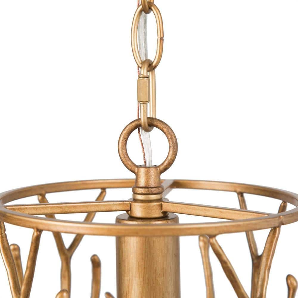 Vintage Gold Drum Metal Pendant Light with Adjustable Chain