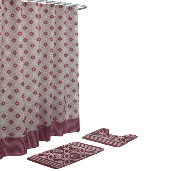 Bath Fusion Hartford Barn Red Linen 15, Shower Curtain Set With Rugs