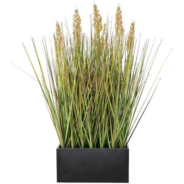 Litton Lane 18 in. H Artificial Pampas Grass Plant with Black Melamine Pot