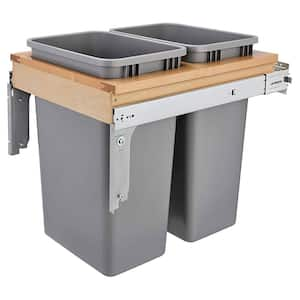 Rev-A-Shelf Double Pull-Out Trash Can for Under Kitchen Cabinets 35 Quart  8.75 Gallon with Soft-Close Slides, White, 53WC-1835SCDM-211