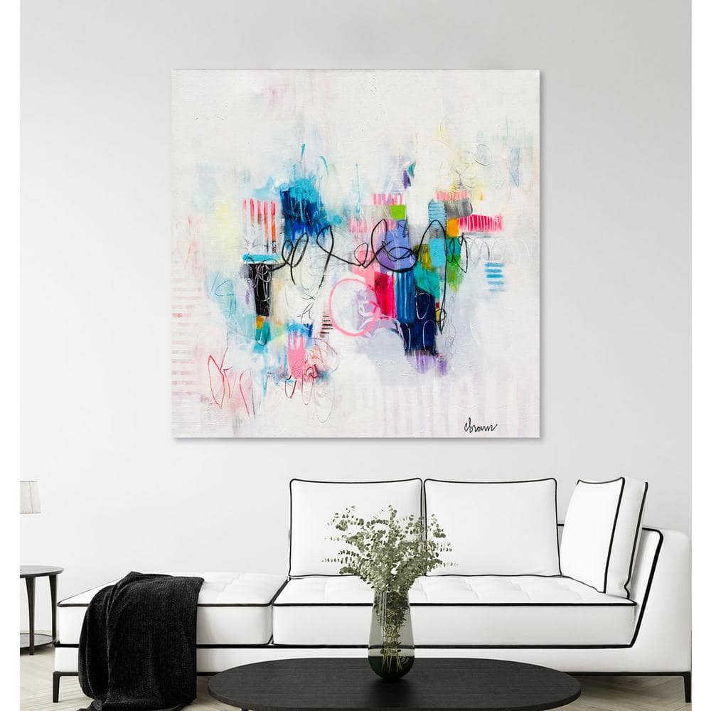 Possibilities of the Heart Pink and Blue Abstract Canvas Art Print 84 in.
